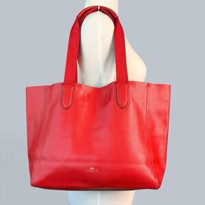 COACH Derby Tote Shoulder Handbag Slouchy Purse Red Pebbled Leather Large G58660